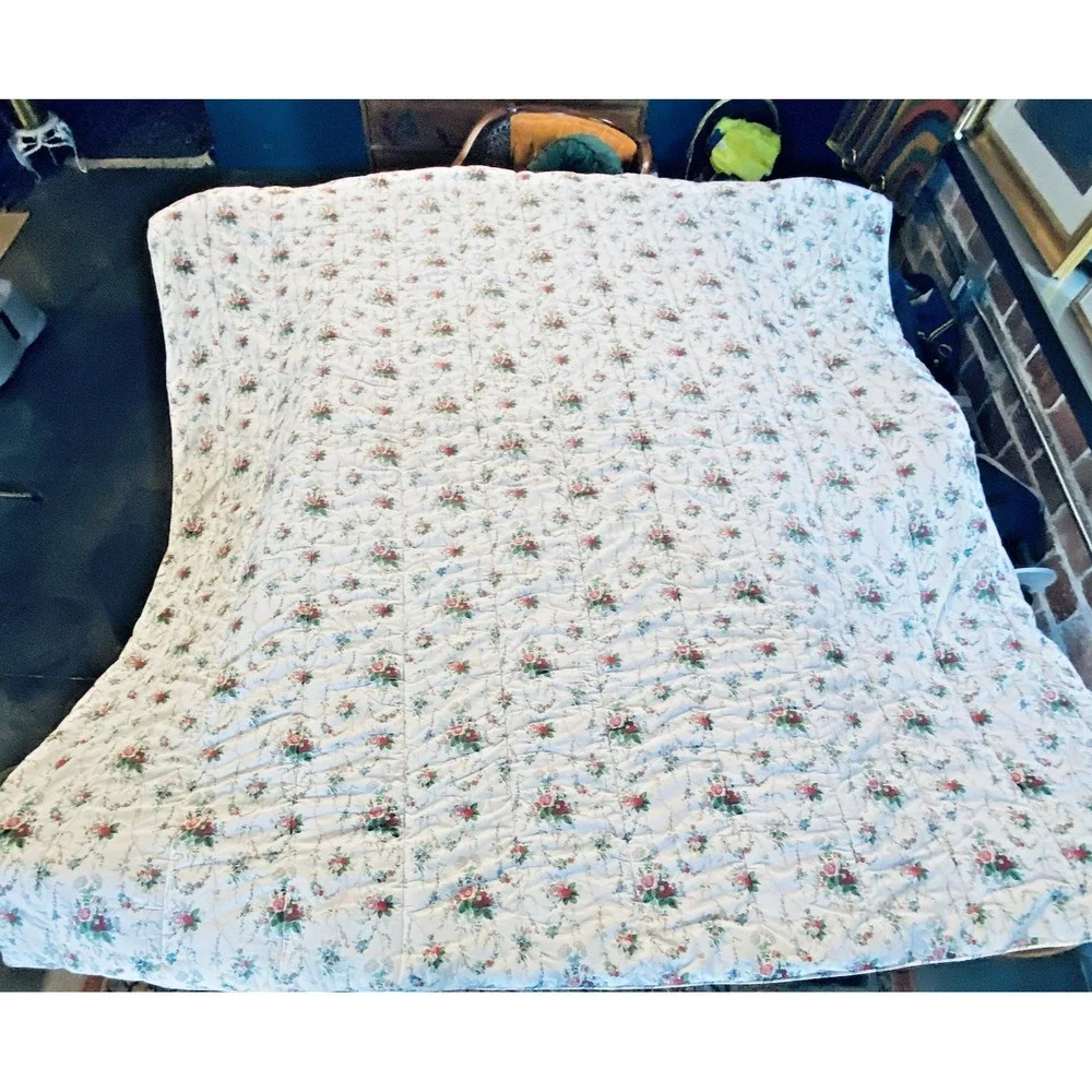 Vintage Ralph Lauren RARE Blaine Queen Size Comforter White Floral Cottage-Core